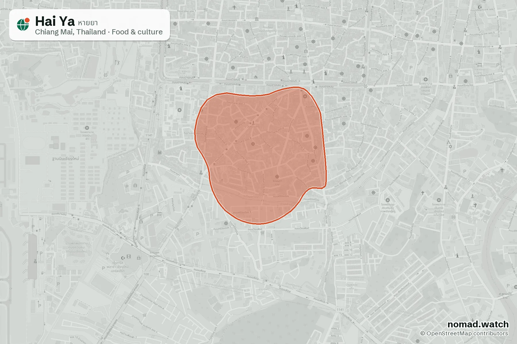Hai Ya neighborhood map in Chiang Mai, Thailand