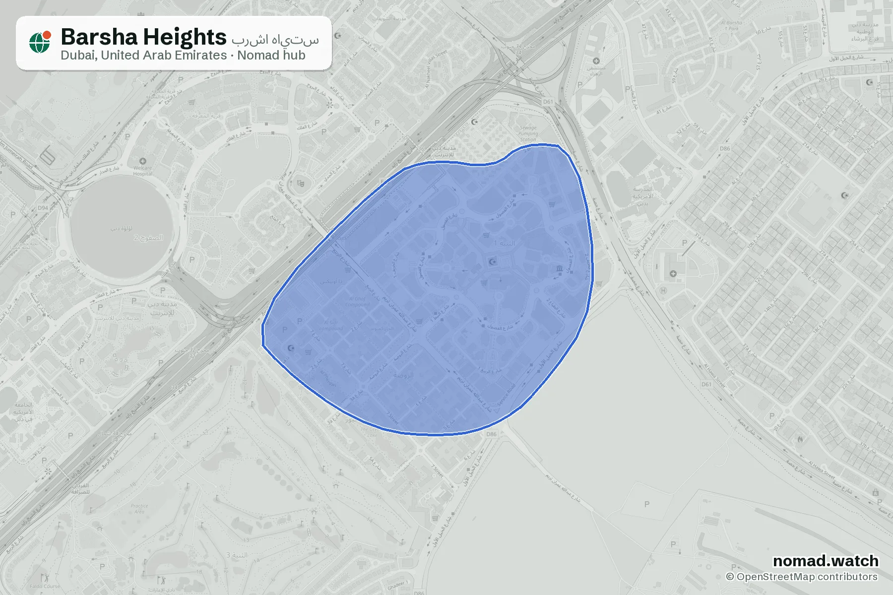 Barsha Heights neighborhood map in Dubai, United Arab Emirates