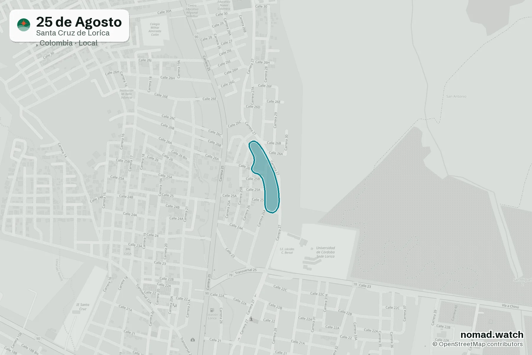 25 de Agosto neighborhood map in Santa Cruz de Lorica
, Colombia