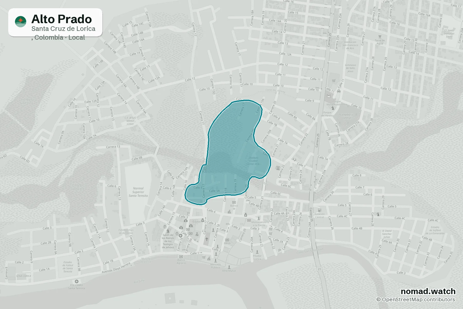 Alto Prado neighborhood map in Santa Cruz de Lorica
, Colombia
