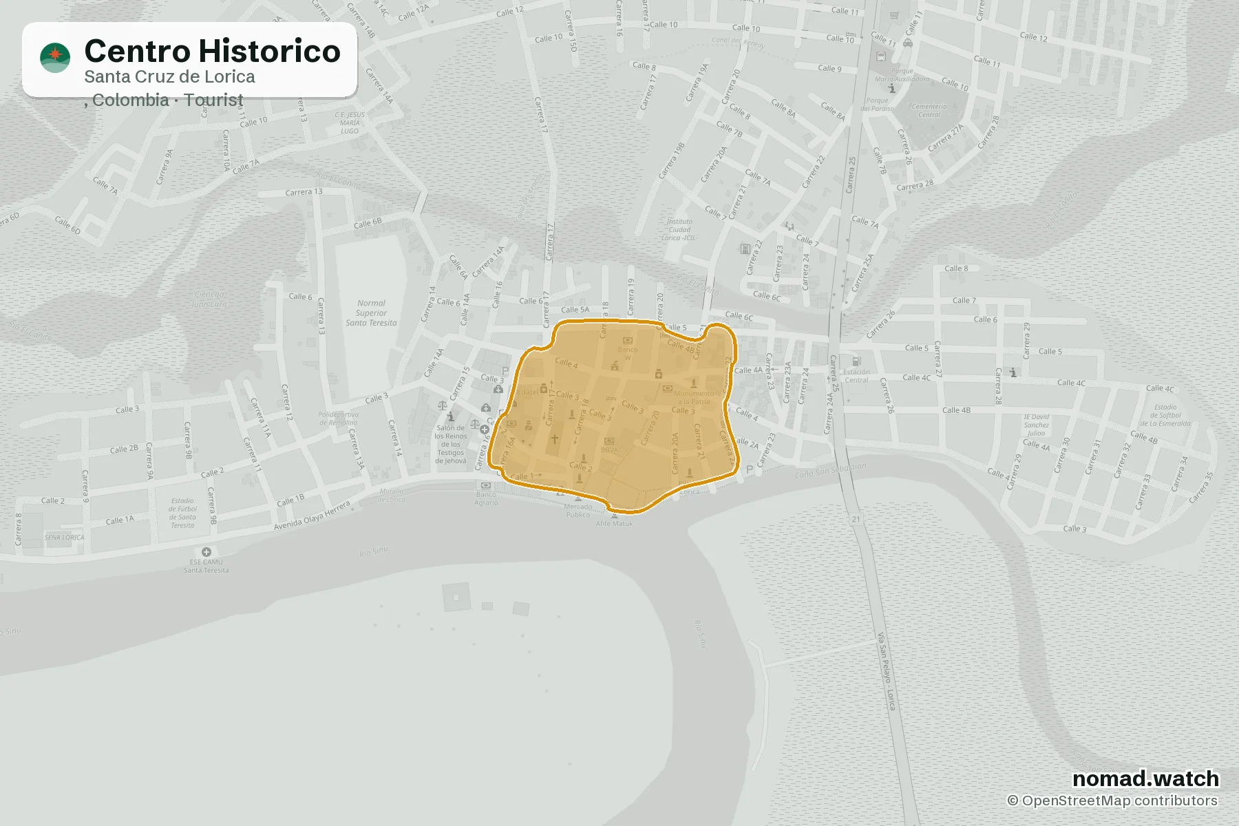 Centro Historico neighborhood map in Santa Cruz de Lorica
, Colombia