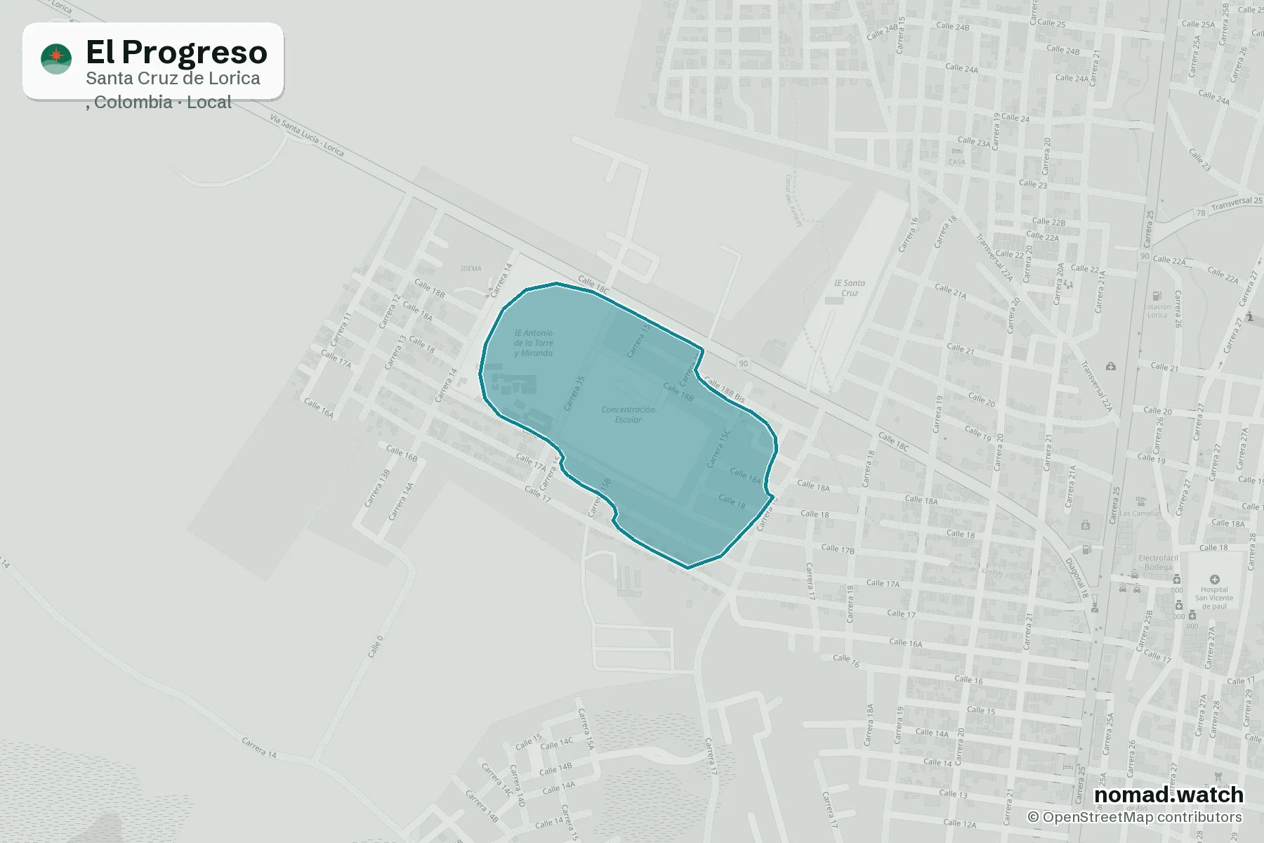 El Progreso neighborhood map in Santa Cruz de Lorica
, Colombia
