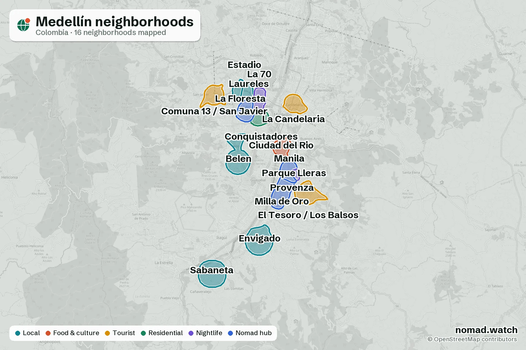 Neighborhoods map of Medellín