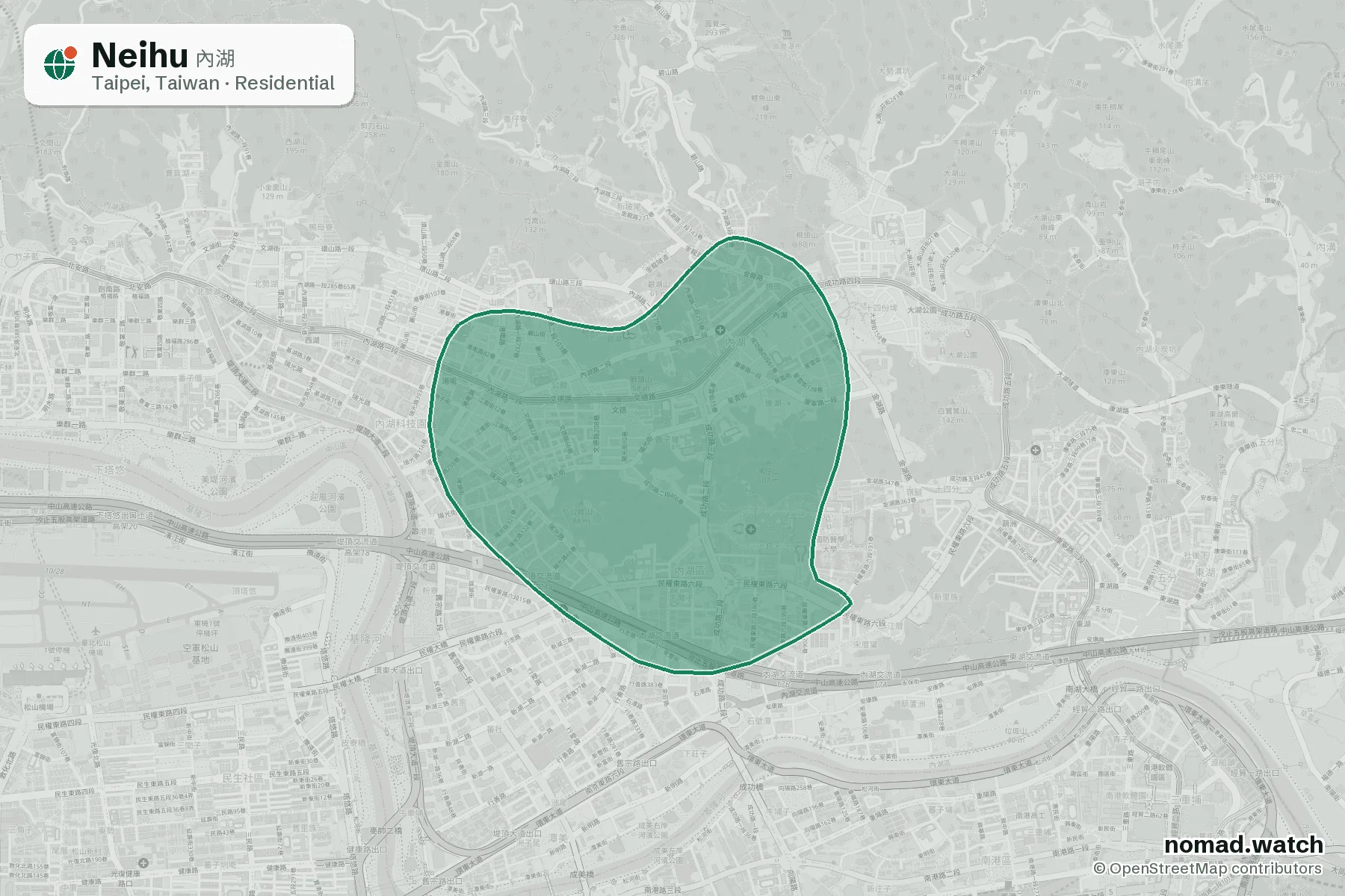 Neihu neighborhood map in Taipei, Taiwan